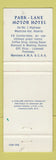 Matchbook Cover - Park Lane Motor Hotel Medicine Hat AB WEAR Full Length
