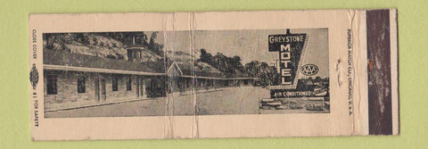 Matchbook Cover - Greystone Motel Portsmouth OH WORN Full Length
