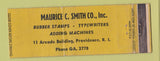 Matchbook Cover - Maruice Smith Rubber Stamps Typewriters Providence RI WEAR