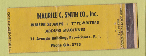 Matchbook Cover - Maruice Smith Rubber Stamps Typewriters Providence RI WEAR