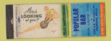 Matchbook Cover - Popular Bar Jackson MI pinup WORN