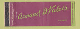 Matchbook Cover - Armand D Valois WEAR Full Length