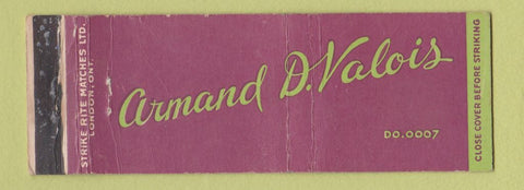 Matchbook Cover - Armand D Valois WEAR Full Length