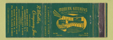 Matchbook Cover - R Weidler Kitchens White Plains Garden City NY