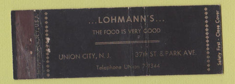 Matchbook Cover - Lohmann's Restaurant Union City NJ WEAR Full Length