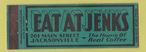Matchbook Cover - Jenks Restaurant Jacksonville FL Full Length