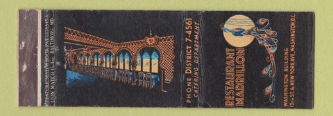 Matchbook Cover - Restaurant Madrillon Washington DC feature