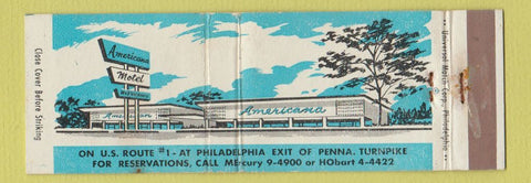 Matchbook Cover - Americana Motel Philadelphia PA Full Length