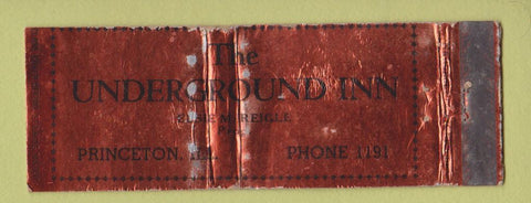 Matchbook Cover - Underground Inn Princeton IL WORN Full Length