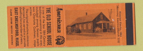 Matchbook Cover - Old School House East Chelmsford MA Perkins Americana