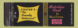 Matchbook Cover - Foster's Restaurant Peterborough ON