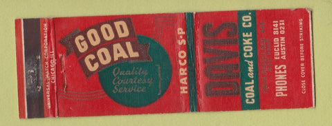 Matchbook Cover - Davis Coke Coal Oak Park IL WEAR