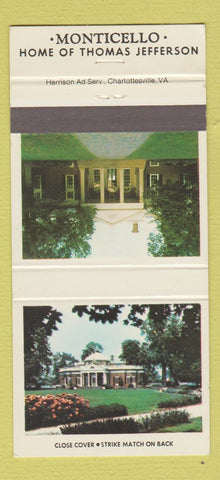 Matchbook Cover - Monticello Thomas Jefferson Charlottesville VA 30 Strike