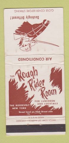 Matchbook Cover - Rough Rider Room Roosevelt Hotel New York City WEAR 30 Strike