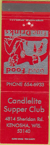 Matchbook Cover - Candlelite Supper Club Kenosha WI