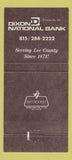 Matchbook Cover - Dixon National Bank IL Ronald Reagan 30 Strike
