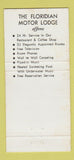 Matchbook Cover - The Floridian Motor Lodge St Augustine FL 30 Strike