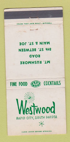 Matchbook Cover - Westwood Restaurant Rapid City SD 30 Strike