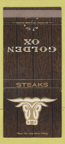 Matchbook Cover - Golden Ox Steaks Washington DC Kansas City Denver 30 Strike