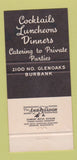Matchbook Cover - Augie's Fireside Restaurant Burbank CA 30 Strike