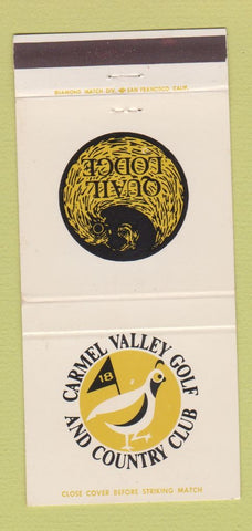 Matchbook Cover - Carmel Valley Golf and Country Club Quail Lodge CA 30 Strike