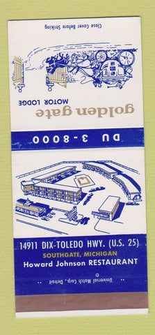 Matchbook Cover - Golden Gate Motor Lodge Southgate MI SAMPLE 30 Strike