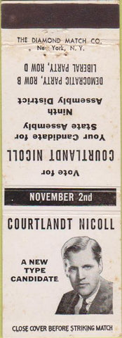 Matchbook Cover - Courtlandt Nicoll State Esemmbly WEAR