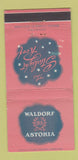 Matchbook Cover - Waldorf Astoria Hotel New York City Starlight Roof 30 Strike