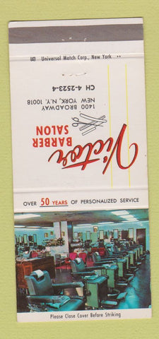Matchbook Cover - Victor Barber Salon New York City 30 Strike