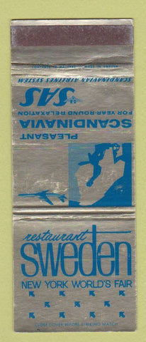 Matchbook Cover - SAS Airlines 1964 New York World's Fair Sweden 30 Strike