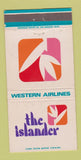 Matchbook Cover - Western Airlines The Islander WEAR 30 Strike