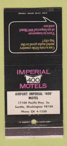 Matchbook Cover - Imperial 400 Motels Seattle WA 30 Strike