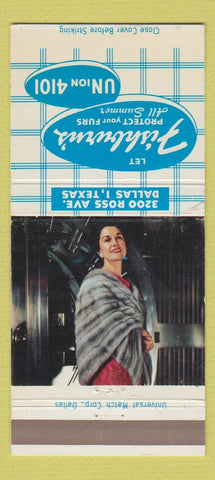 Matchbook Cover - Fishburn's Dallas TX Fur Storage 30 Strike
