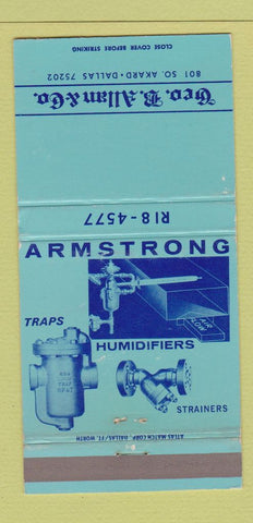 Matchbook Cover - Geo Allan Armstrong Humidifiers Dallas TX WEAR 30 Strike