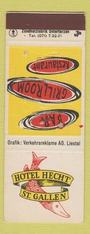 Matchbook Cover - Hotel Hecht St Gallen Switzerland WORN