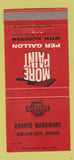 Matchbook Cover - Kurfees Paints Shurig Hardware Oakland City IN 30 Strike