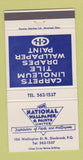 Matchbook Cover - National Wallpaper and Paints Sherbrook QC 30 Strike