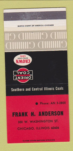 Matchbook Cover - Orient Coal Frank Anderson Chicago IL 30 Strike