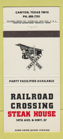 Matchbook Cover - Railroad Crossing Steak House Canyon TX 30 Strike