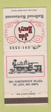 Matchbook Cover - John Henry's Railroad Restaurant St Ann MO 30 Strike