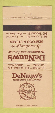 Matchbook Cover - DeNAw's Restaurant Lounge Concord Manchester NH 30 Strike