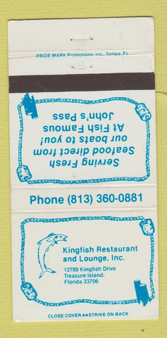 Matchbook Cover - Kingfish Restaurant Lounge Treasure Island FL 30 Strike