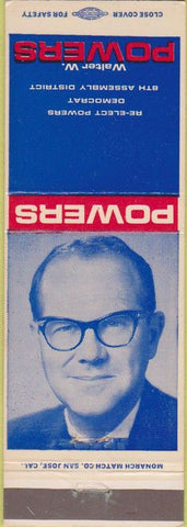 Matchbook Cover - Walter Powers 8th Assembly District