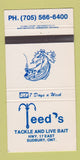 Matchbook Cover - Teed's Tackle Live Bait fishing Sudbury ON 30 Strike