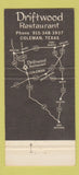 Matchbook Cover - Driftwood Kenneth Wise Restaurant Coleman TX 30 Strike