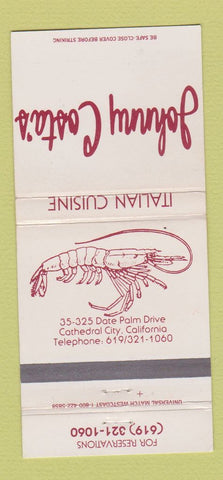 Matchbook Cover - Johnny Costa's Italian Restaurant Cathedral City CA 30 Strike