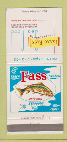 Matchbook Cover - Isaac Fass Seafood Portsmouth VA 30 Strike