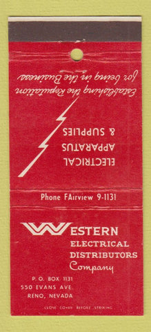 Matchbook Cover - Western Electrical Distributors Reno NV 30 Stick