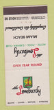 Matchbook Cover - The Lombardy Hotel Miami Beach FL 30 Stick