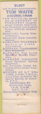 Matchbook Cover - Tom Waite Assemblyman Burbank? CA
